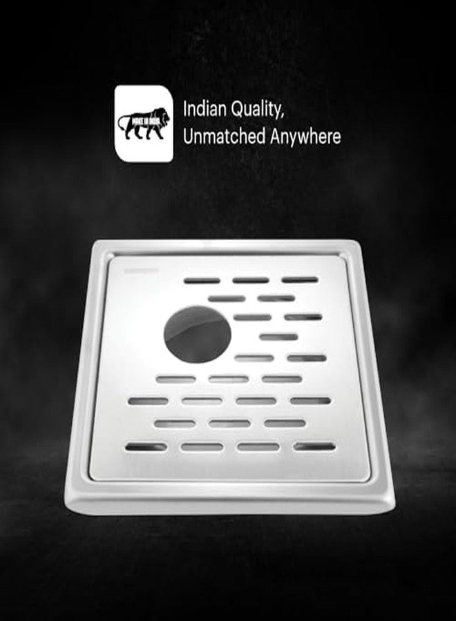Johnson Bathrooms Johnson Jazz 5x5 inches Square Floor Drain with Hole | SS304 Grade Floor Trap Jali/Drain Cover| Anti-Rust, Matt/Satin Finish | 2 Yr Warranty (T3181S1 - Stainless Steel) - Image 4